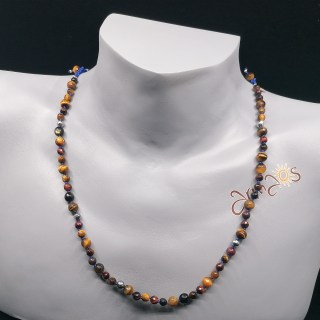 Edelstein Armband Tiger, handgeknüpft, in Kombination mit Collier Tiger